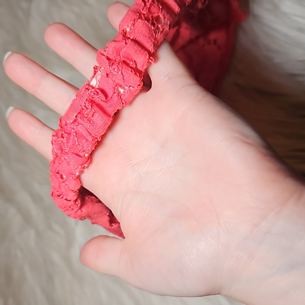 Pink Lace Twist Headband | Soft Lace Hairband | Feminine Boho Accessory - Picture 4 of 6